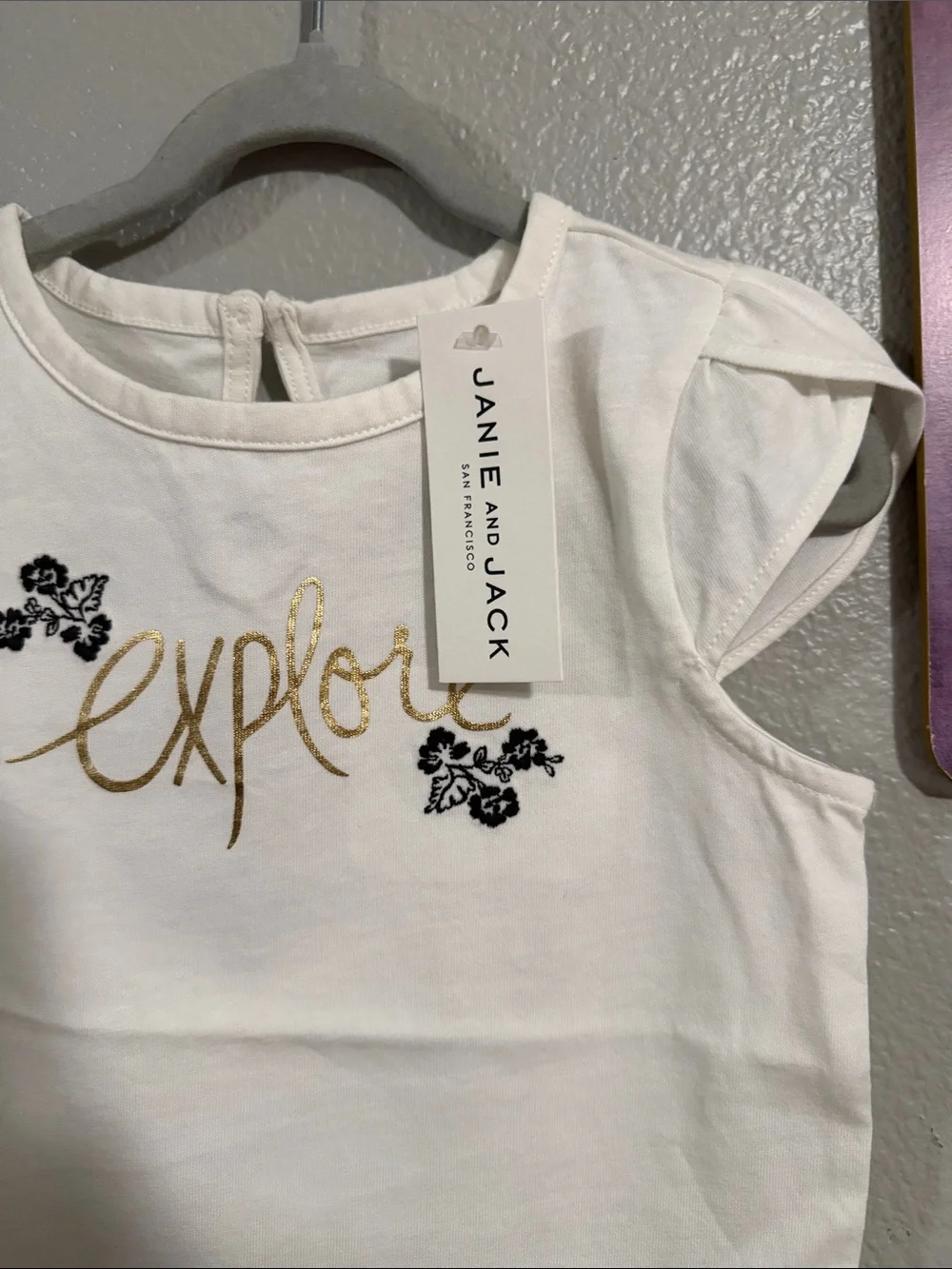 Janie and Jack size 4 girls short sleeve t shirt white cotton explore new